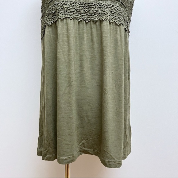 Maurice’s Olive Green Crochet Top Slub Sleeveless Tassel Back Tie Tank Top NWT - Picture 3 of 9